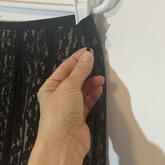 Ann Taylor Loft Pleated Mid Skirt Size 14 Black Lace Cocktail Gothic New - Picture 5 of 10